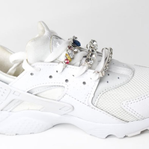 3PC Rhinestone Shoelace Silver Tone Sneaker Charm - Picture 5 of 10